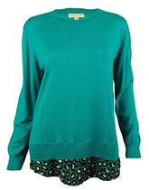 Women's Patterned Layered-Look Sweater Top-TB-XS Tile Blue